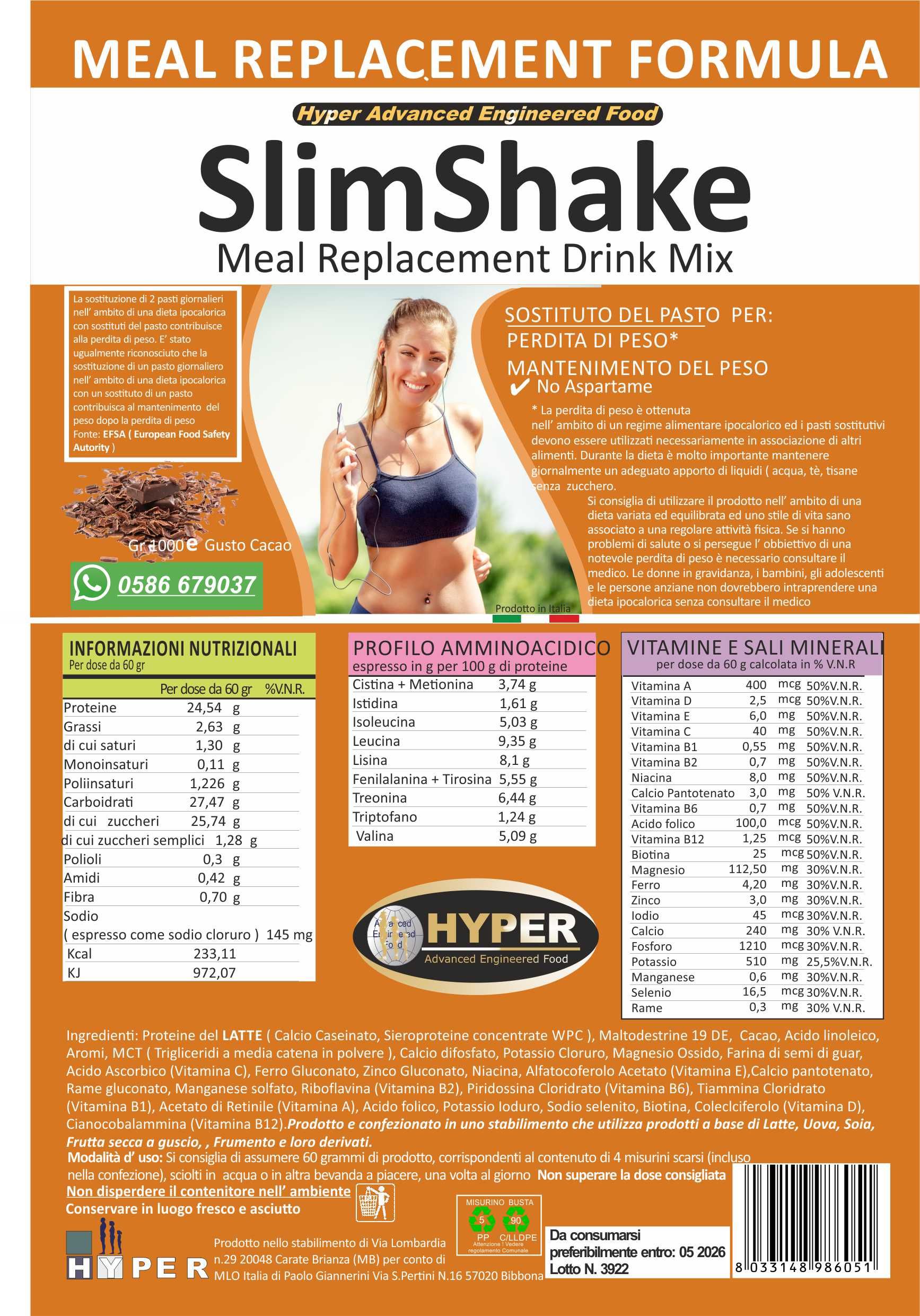 HYPER sostituto di pasto Slim Shake Cacao