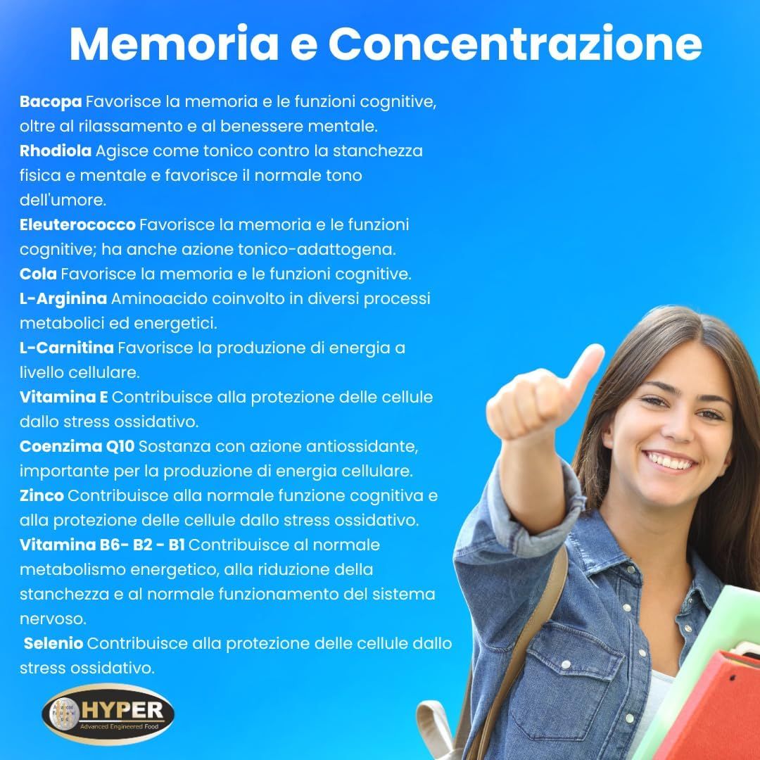 HYPER Memoria – Integratore per concentrazione, memoria e funzioni cognitive con estratti naturali