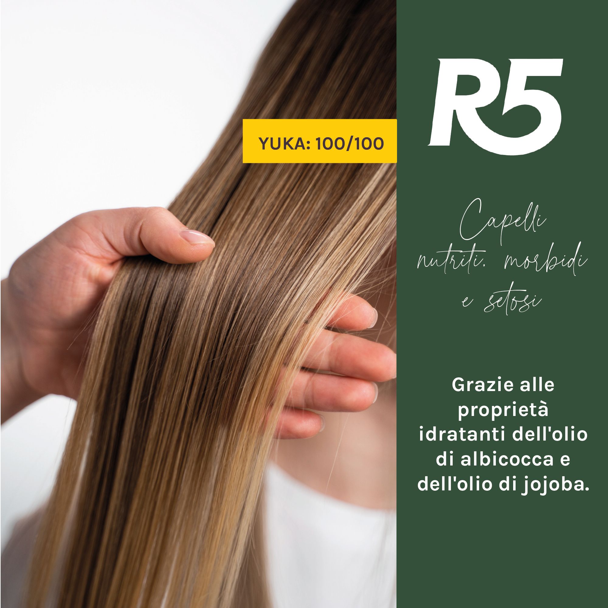 R5 balsamo solido per capelli nutriti e setosi.