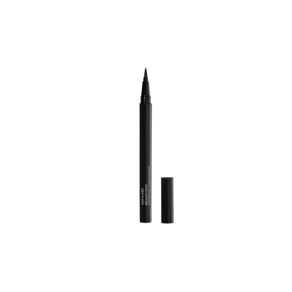 Eyeliner nero con cappuccio. Scritta: Breakup Proof Waterproof Liquid Eyeliner Ultra Black.