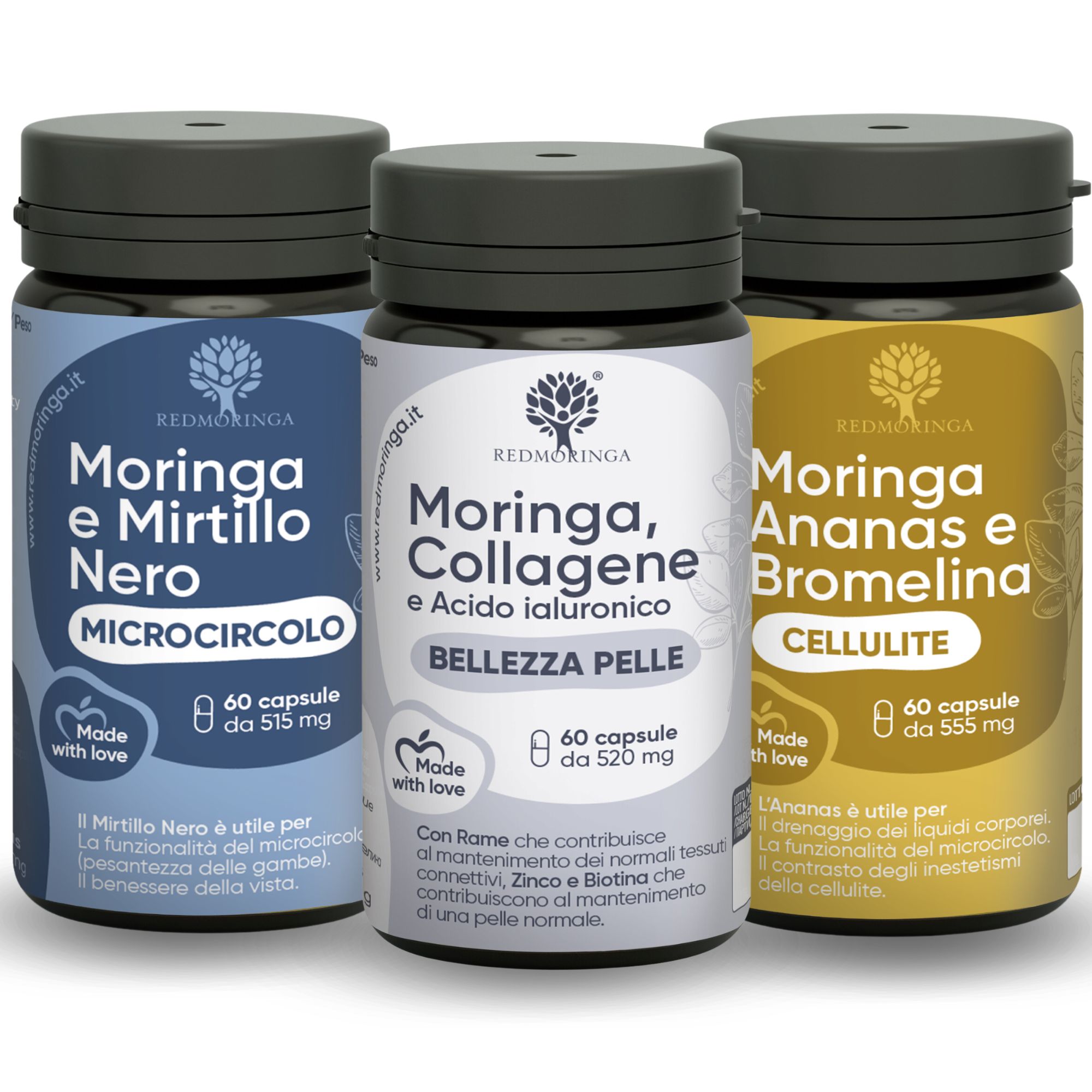 RedMoringa GAMBE PERFETTE 180 Capsule - Integratori Cellulite, Microcircolo e Collagene