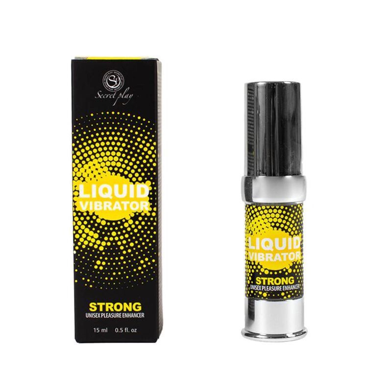 Flacone e confezione Secret Play Liquid Vibrator Strong, 15ml.