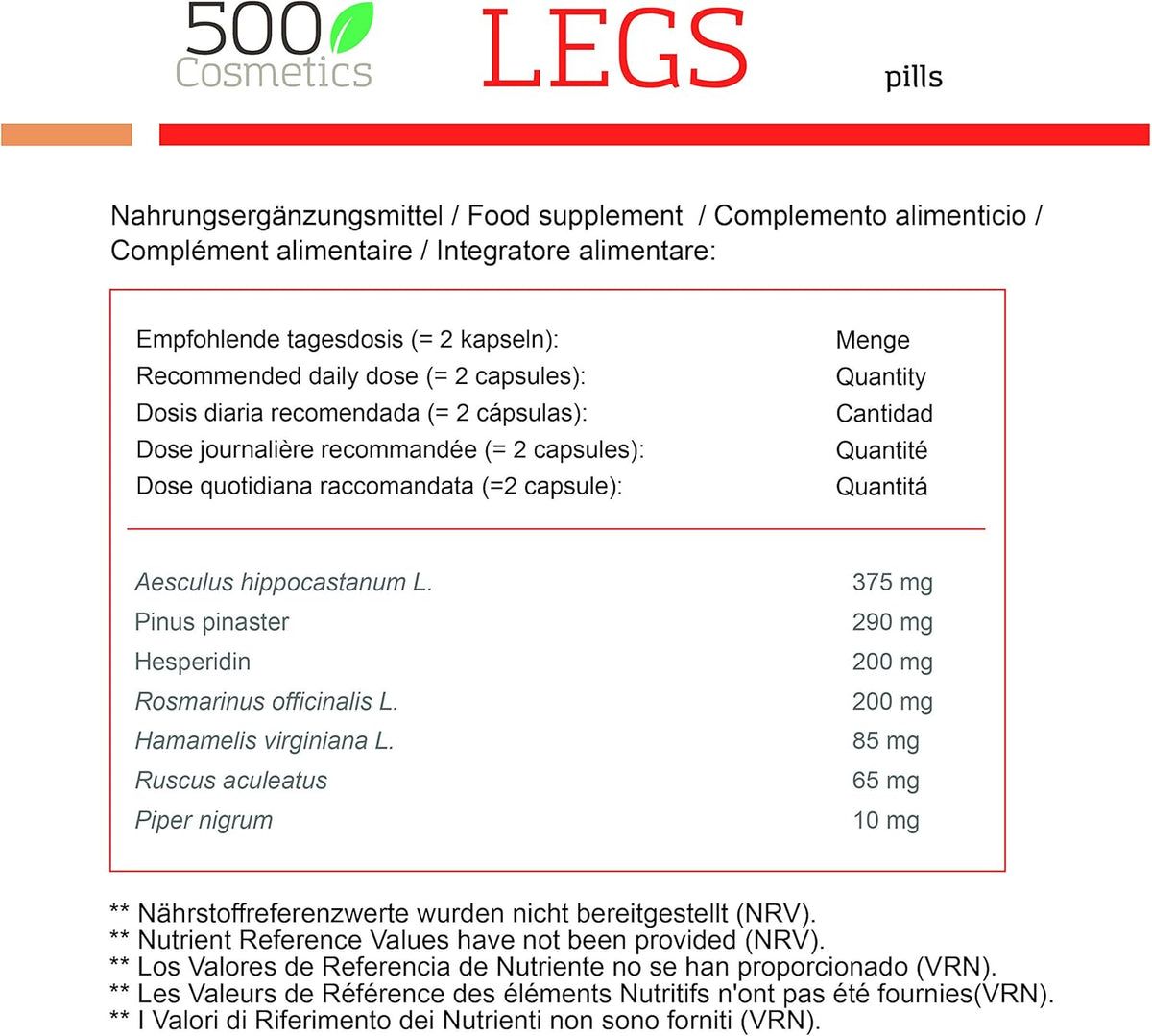 500Cosmetics Legs Capsule per gambe sane e leggere