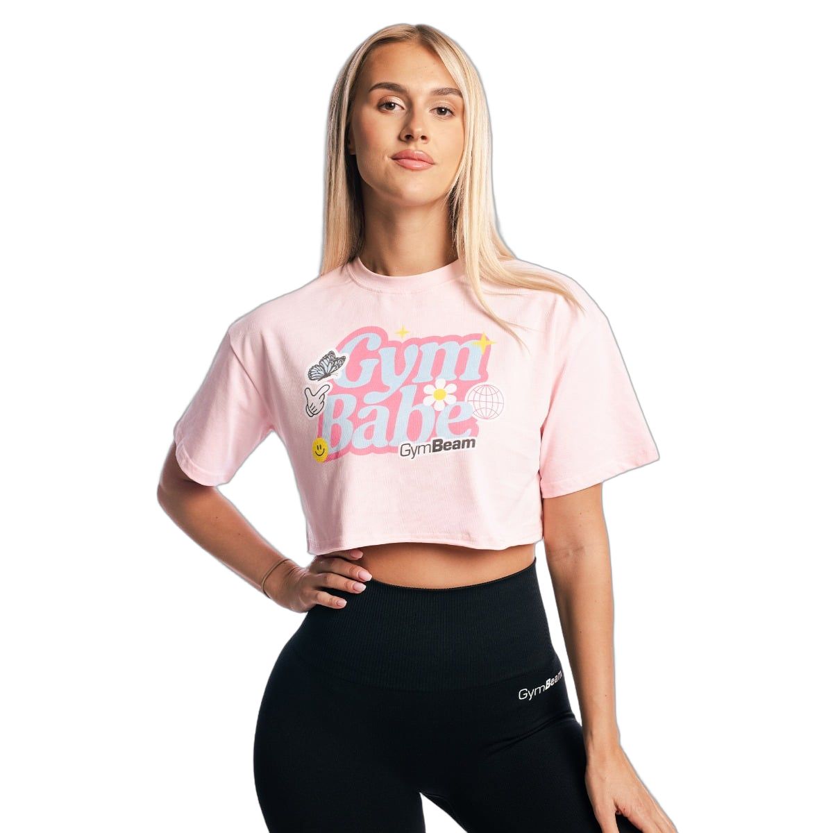 GymBeam T-shirt donna crop GymBabe Cherrybloom