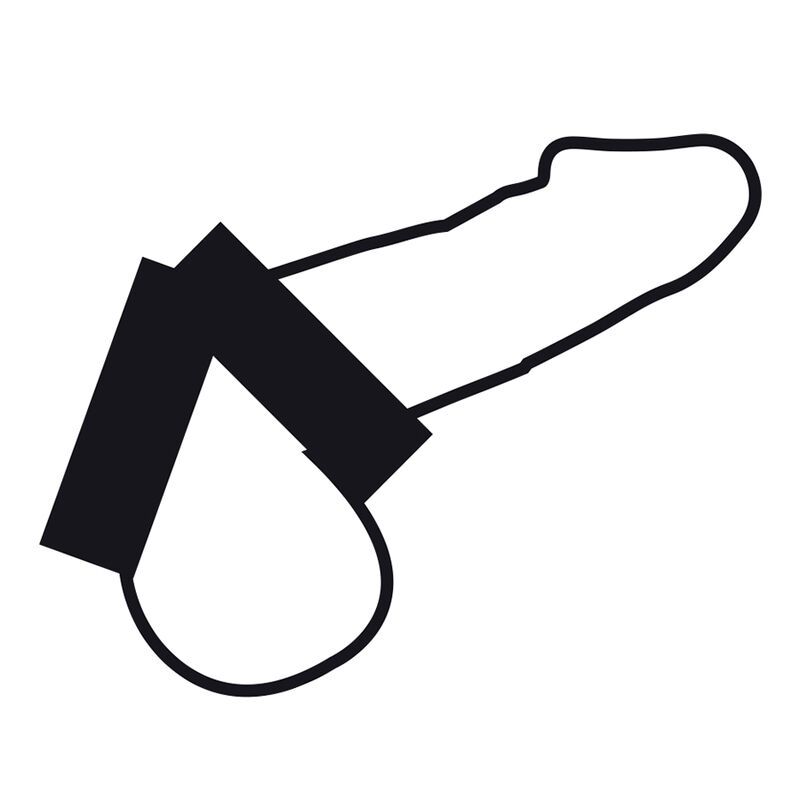 Rappresentazione stilizzata di un pene con un anello nero posizionato attorno alla base.