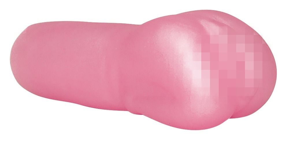 Prodotto rosa con estremità arrotondate. Forma allungata con apertura.