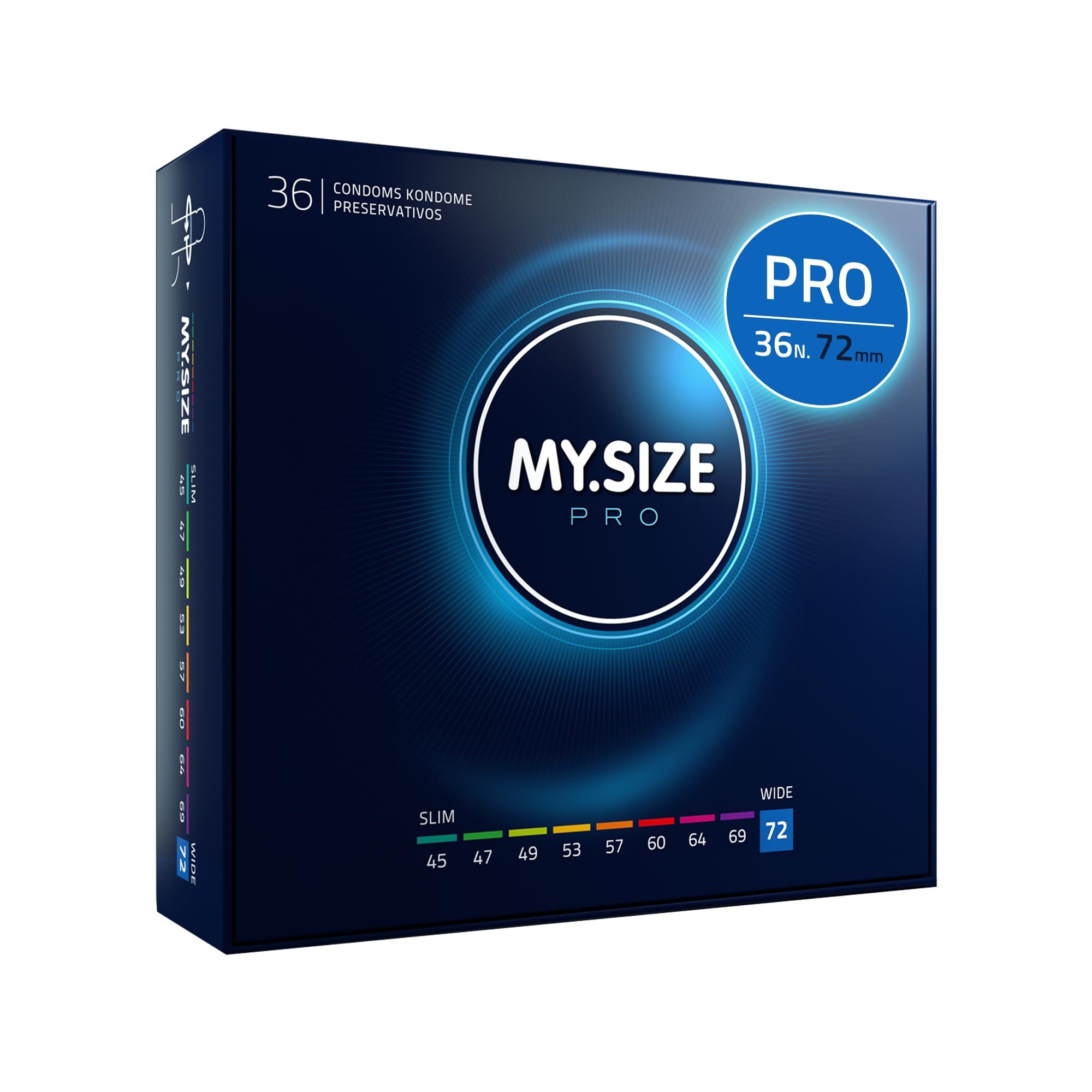 Confezione di preservativi My.Size PRO, 36 pezzi, misura 72mm.