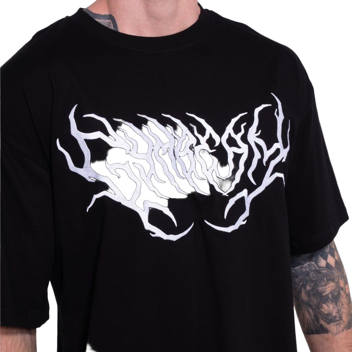 GymBeam T-shirt uomo oversize Thorn nera boxy