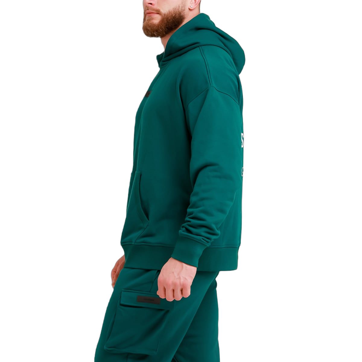 GymBeam Felpa uomo con cappuccio oversize Unstoppable Green
