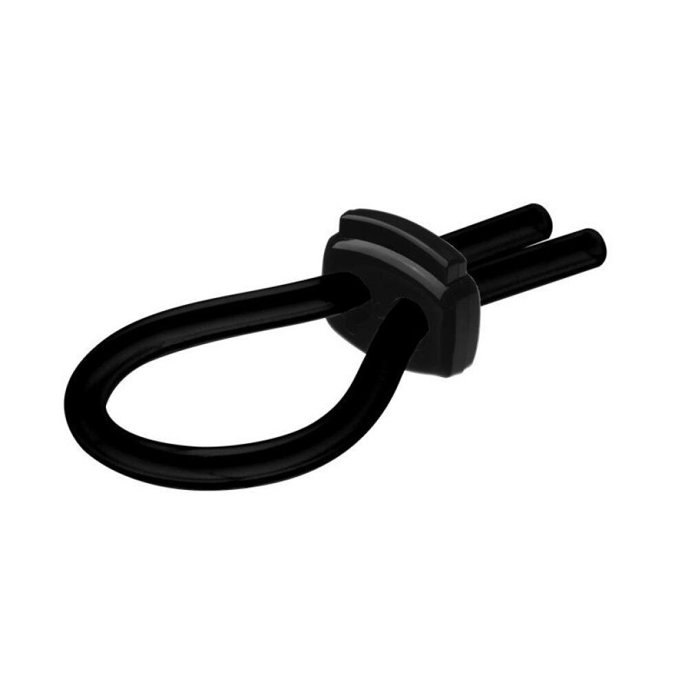 Anello nero con due aste che sporgono da un elemento centrale.