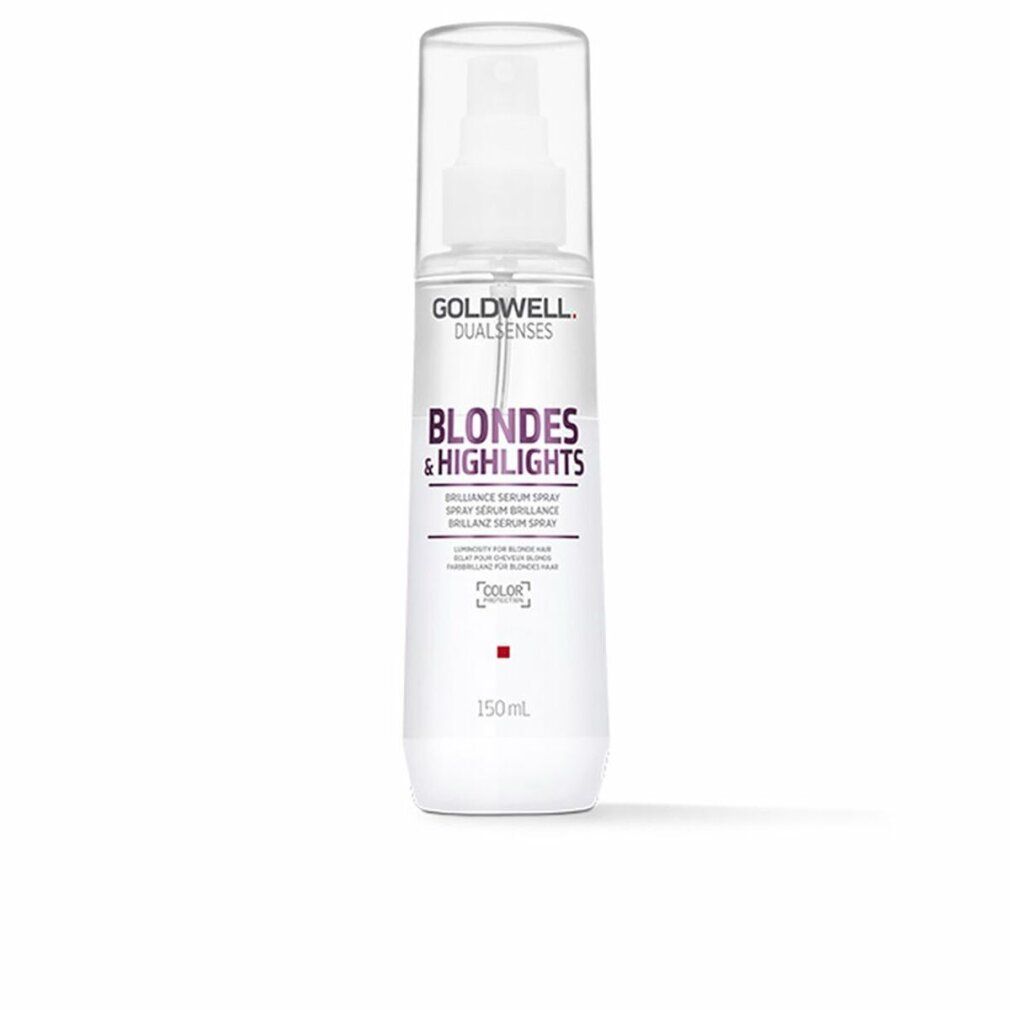 Goldwell Blondes & Highlights Brilliance Serum Spray. Flacone bianco con erogatore spray. Scritta viola. 150ml.