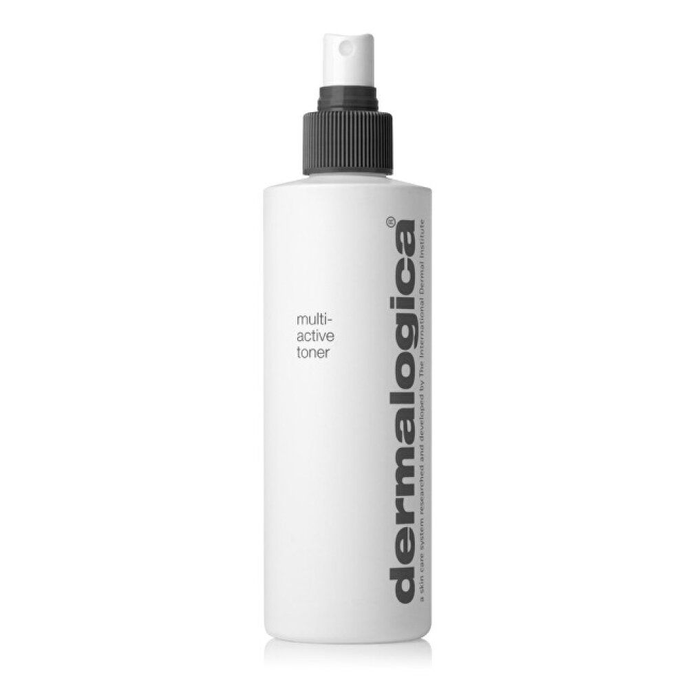 Flacone bianco Dermalogica con erogatore spray. Scritta: multi-active toner.
