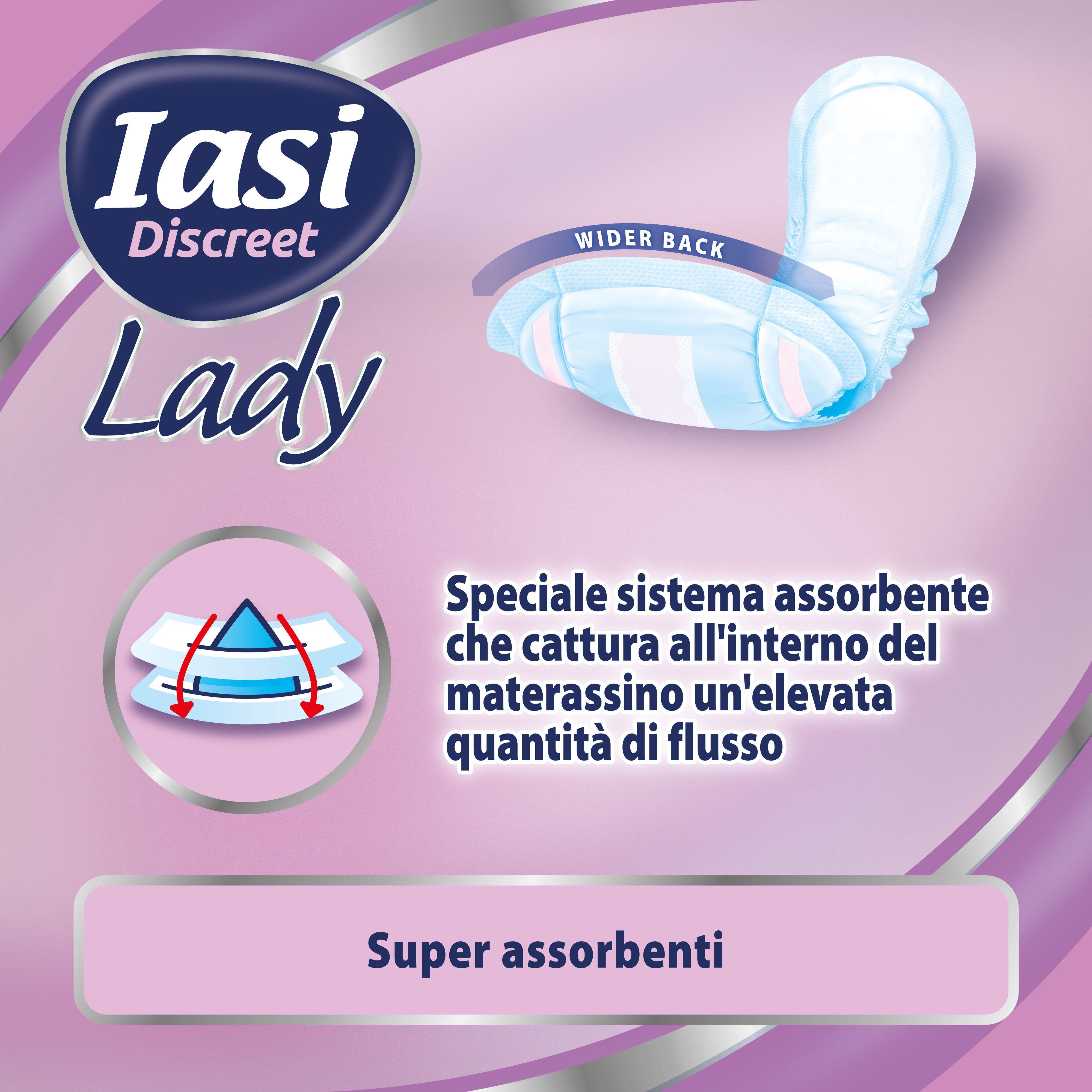 IASI Discreet LADY, Assorbenti per perdite urinarie Femminili Moderate, Taglia XL, 10 Unità
