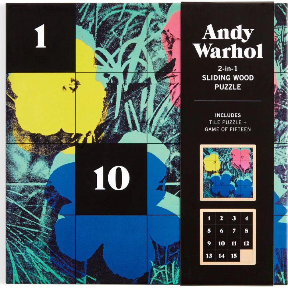 galison Puzzle scorrevole in legno Andy Warhol: Flowers 2in1 (16 pezzi)