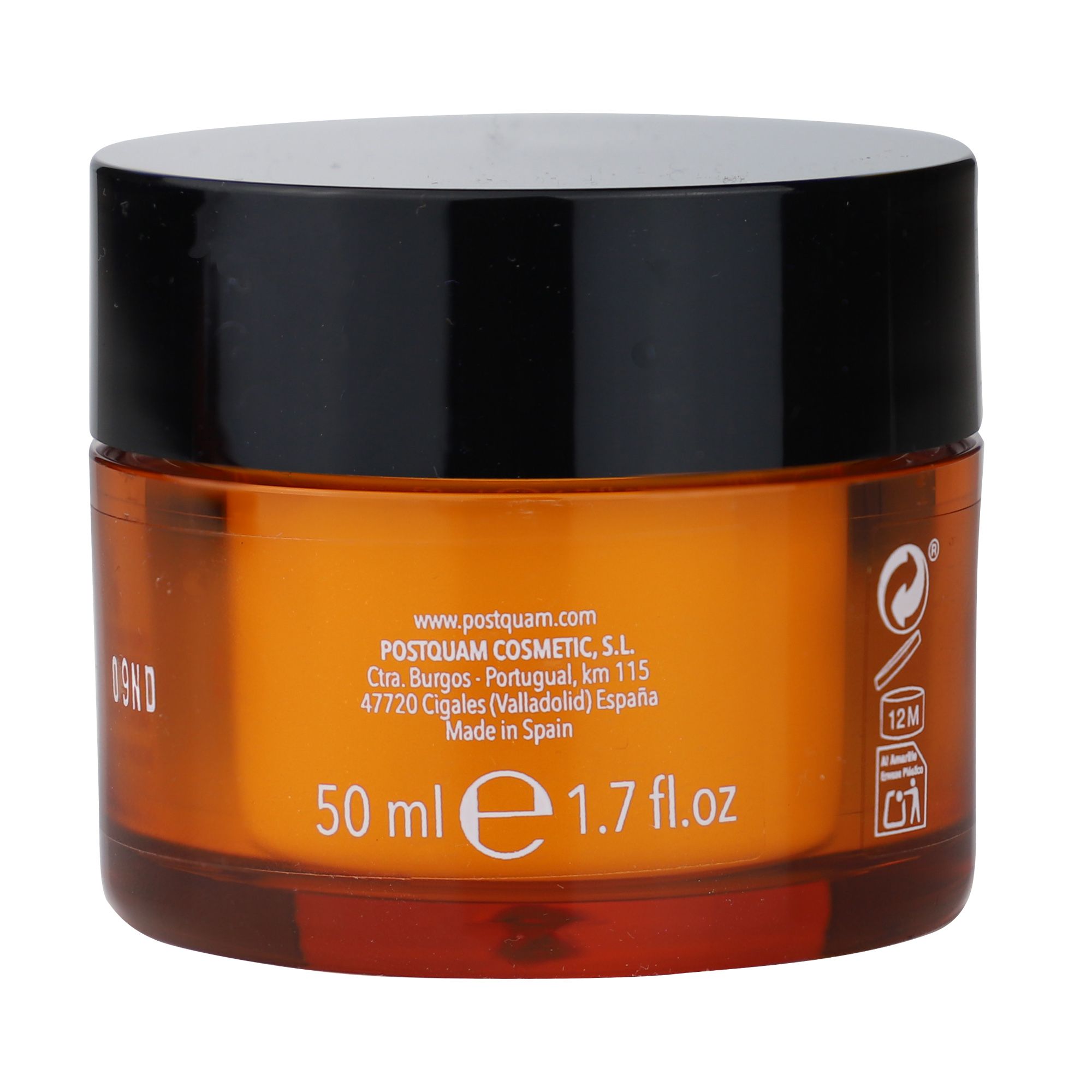 Vasetto arancione con coperchio nero, 50 ml.