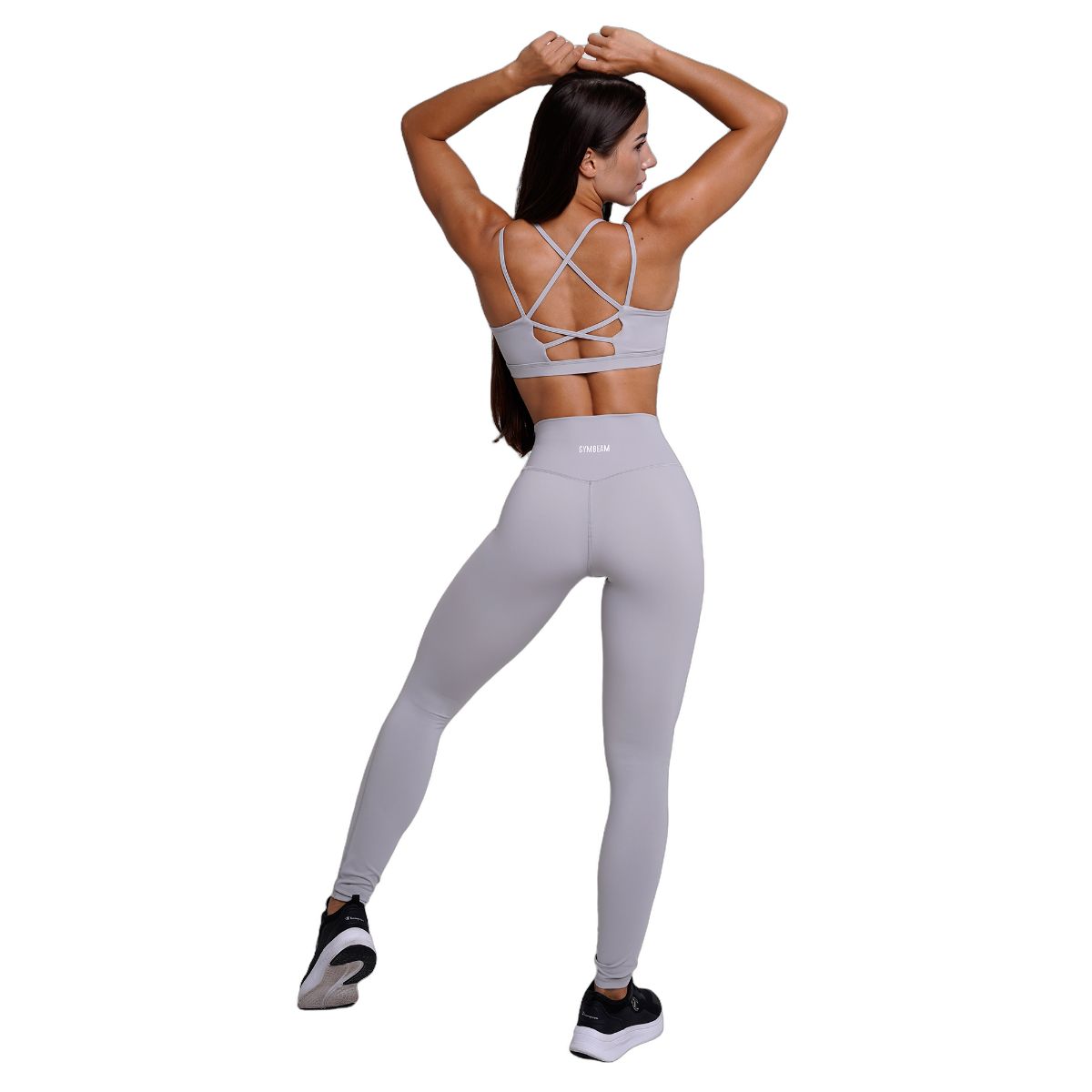 GymBeam Leggings donna FIT Mist Grey a vita alta in nylon ed elastan