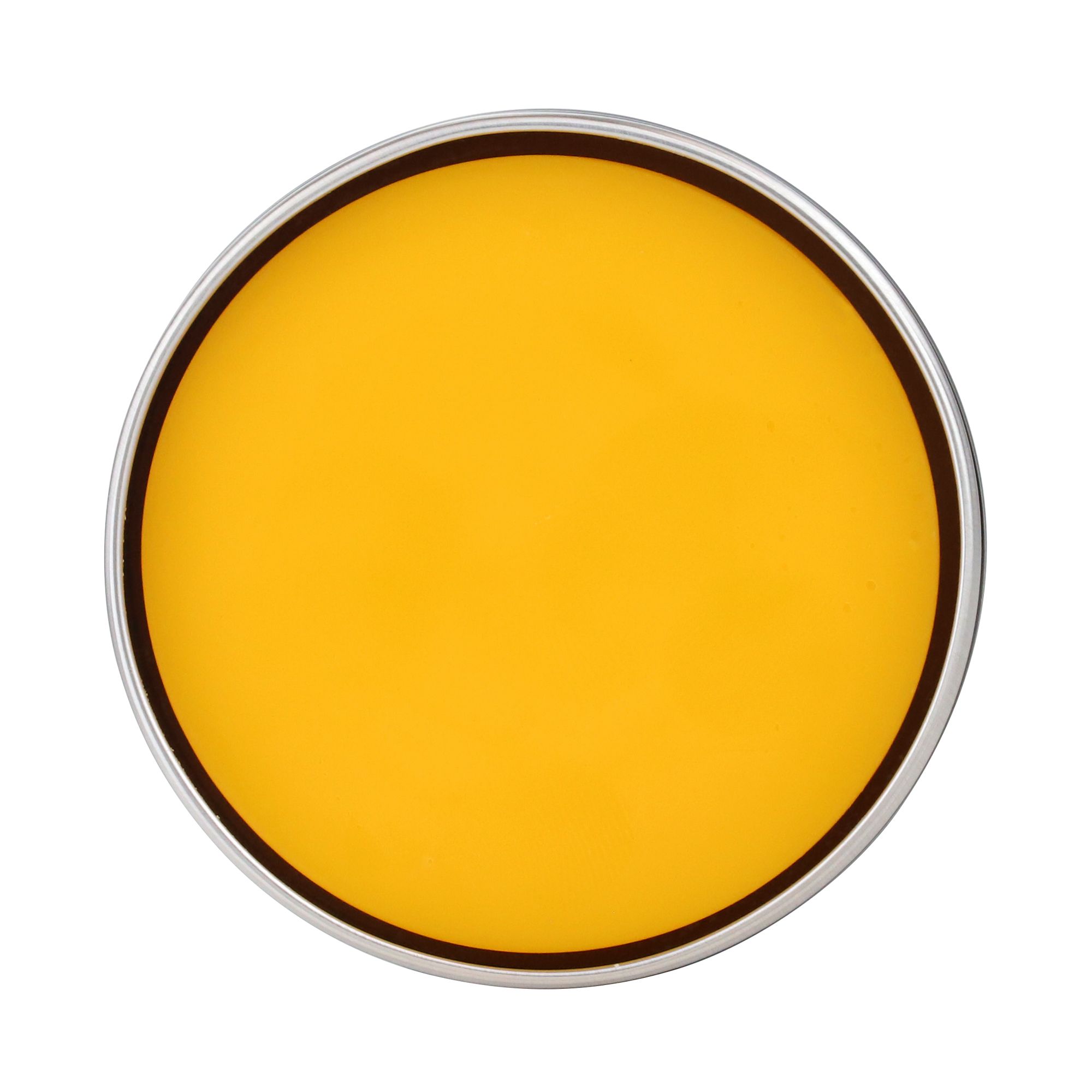 Barattolo con balsamo solido giallo. Bordo argentato. Nessun altro dettaglio.
