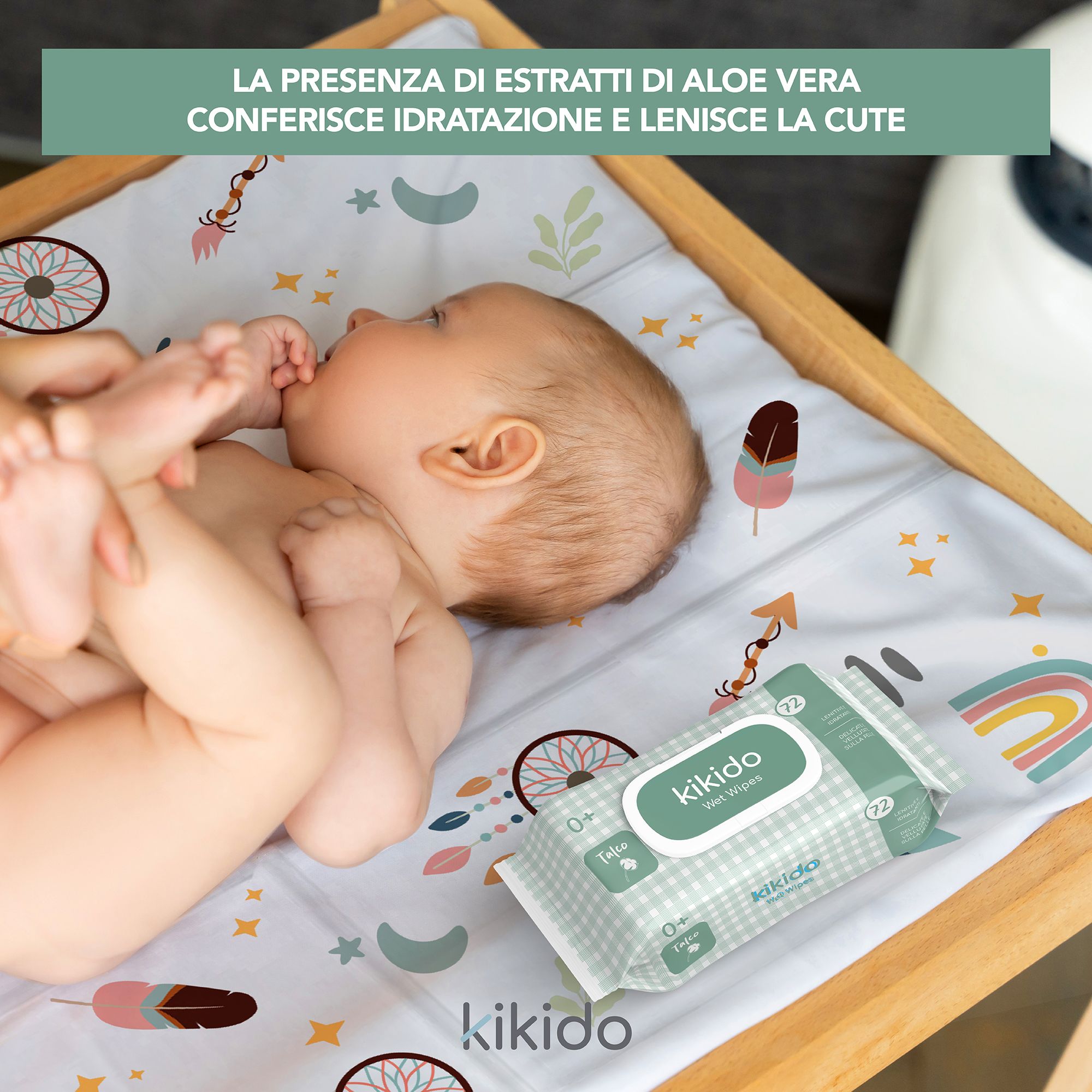 Kikido Salviette Neonato Talco con Aloe Vera