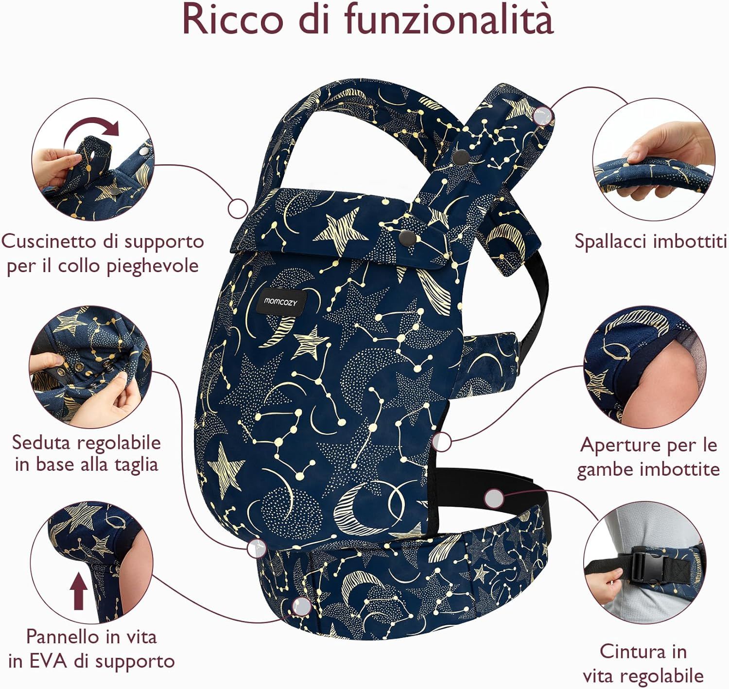 Momcozy Marsupio per Bambini Leggero e Traspirante con Stelle