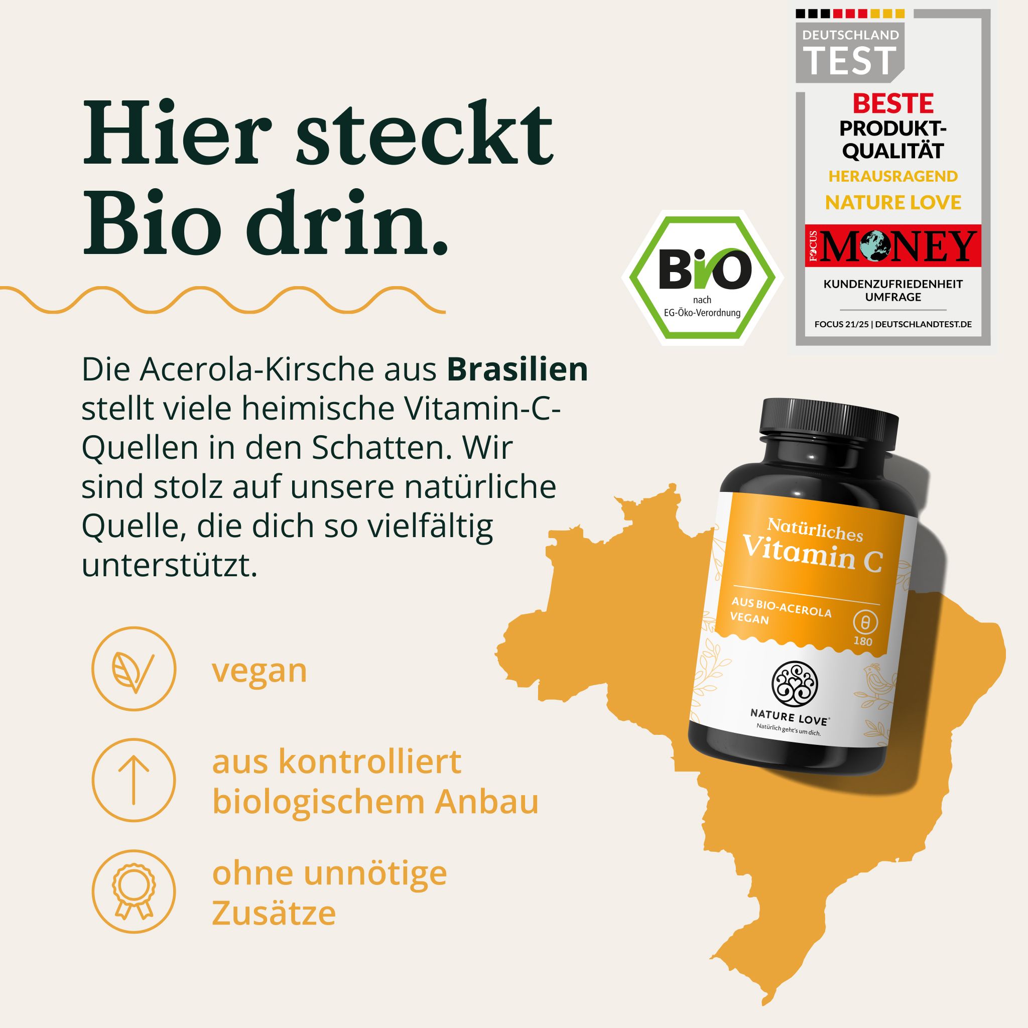 NATURE LOVE® Vitamina C da acerola biologica