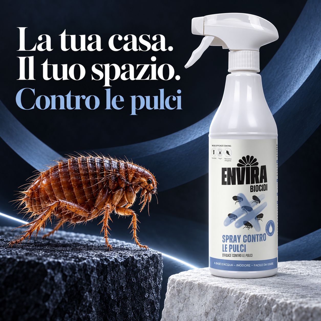 Un contenitore rotondo con passante che rivela un inserto, con altri due contenitori accanto.
