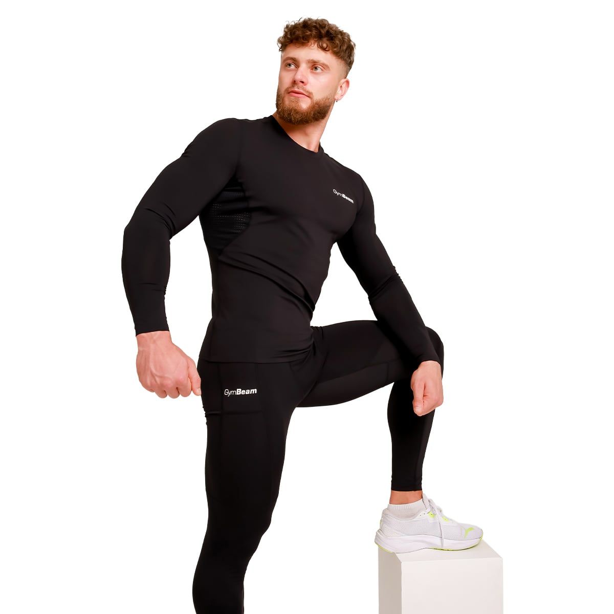 GymBeam Leggings uomo ad alta compressione con vestibilità slim Black