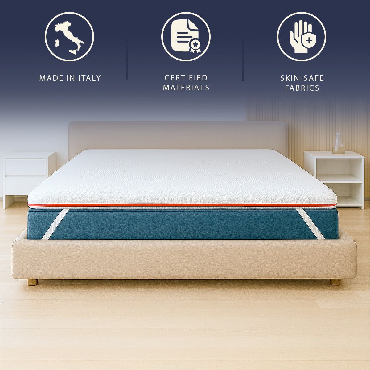 The White Stone Topper 120 x 190 in Memory Foam a 9 Zone Differenziate | Alto 5 cm