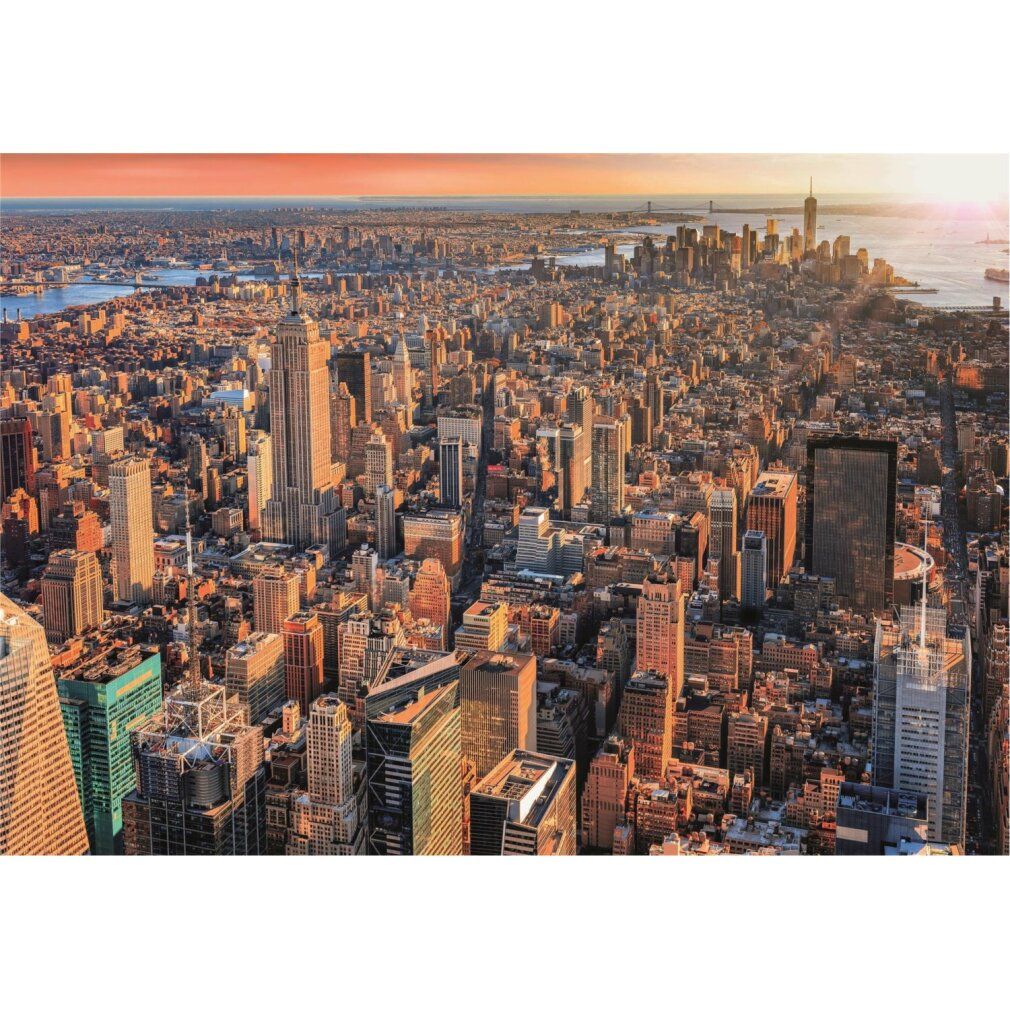 Puzzle di New York, vista della città con grattacieli. Vista dall'alto. Luce solare.