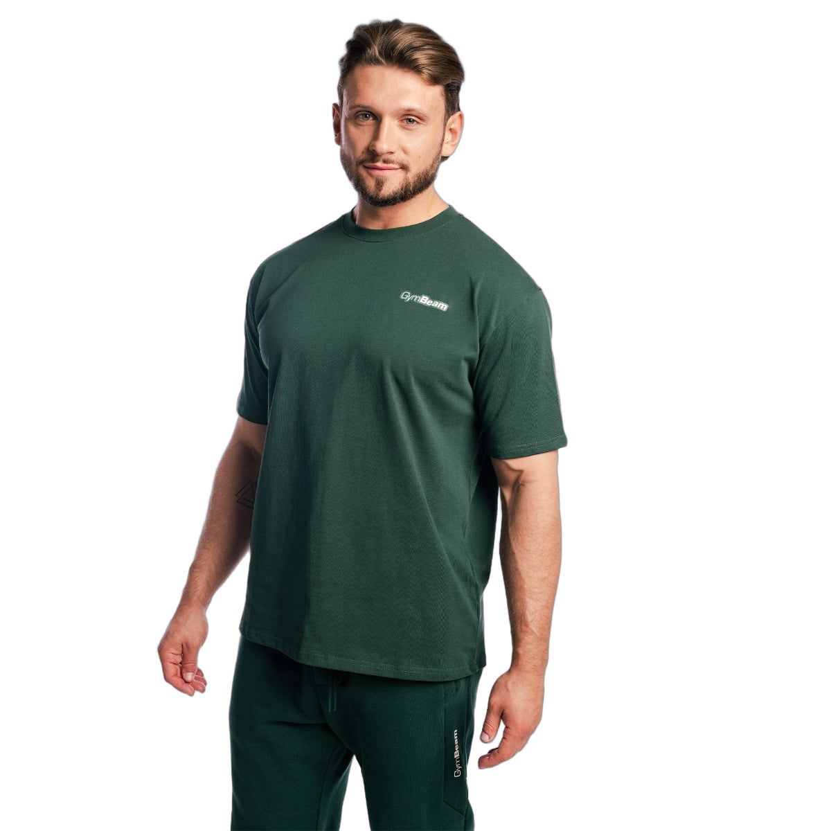 GymBeam T-shirt uomo oversize a manica corta in cotone Zone Forest
