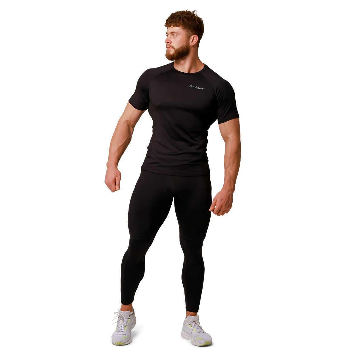 GymBeam T-shirt uomo Pulse Running manica corta vestibilità slim Black