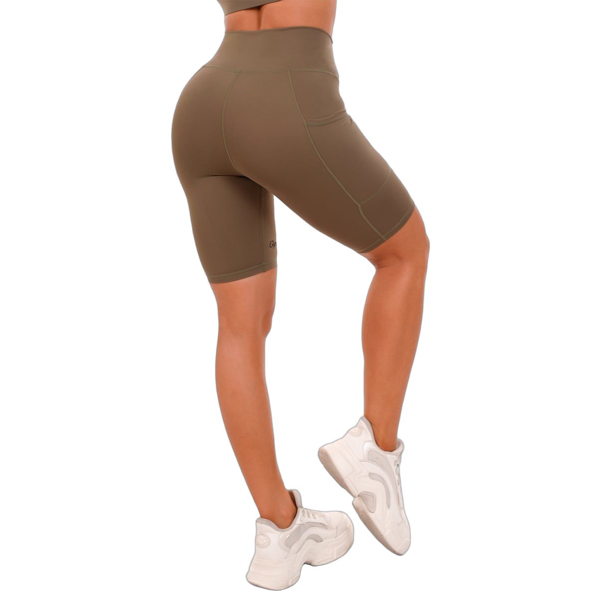 GymBeam Pantaloncini biker donna vita alta slim Olive