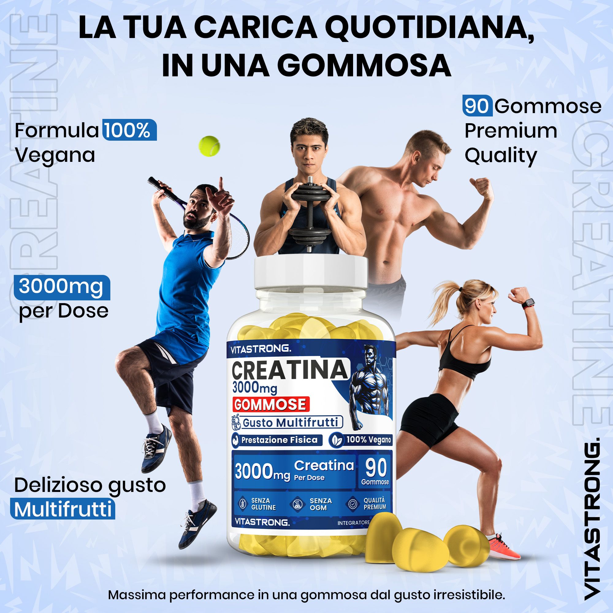 Vitastrong Creatina Gommose - 90 caramelle, energia e forza immediata