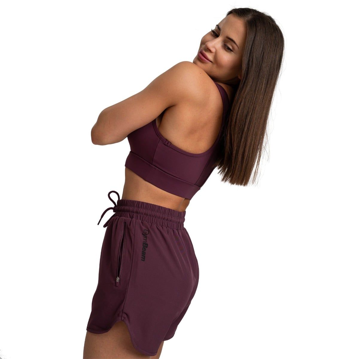 GymBeam Pantaloncini donna TRN Eggplant regular con coulisse e tasche zip