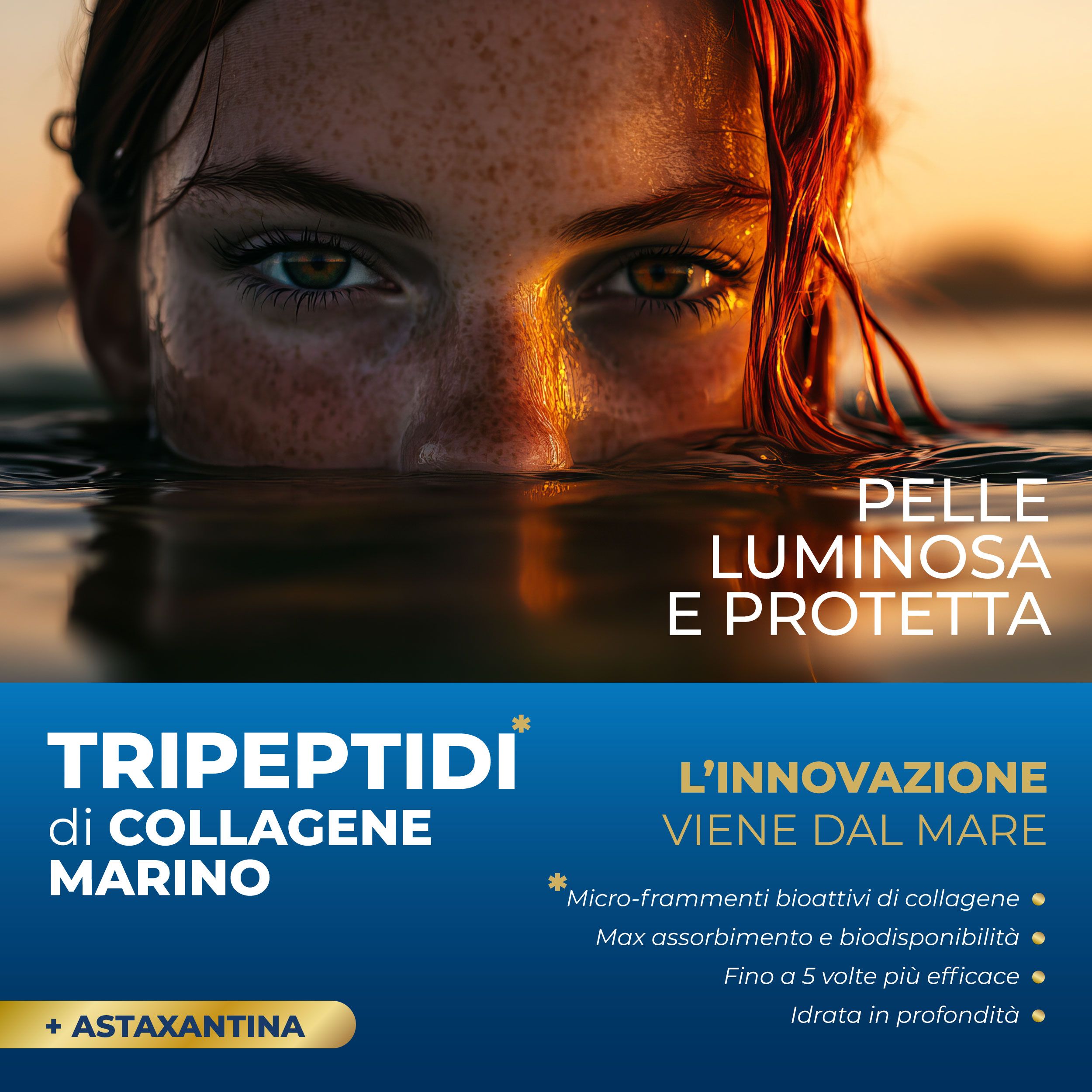 SYMBEAUTY® Collagene Marino con Acido Ialuronico, Astaxantina, Vitamine e Minerali