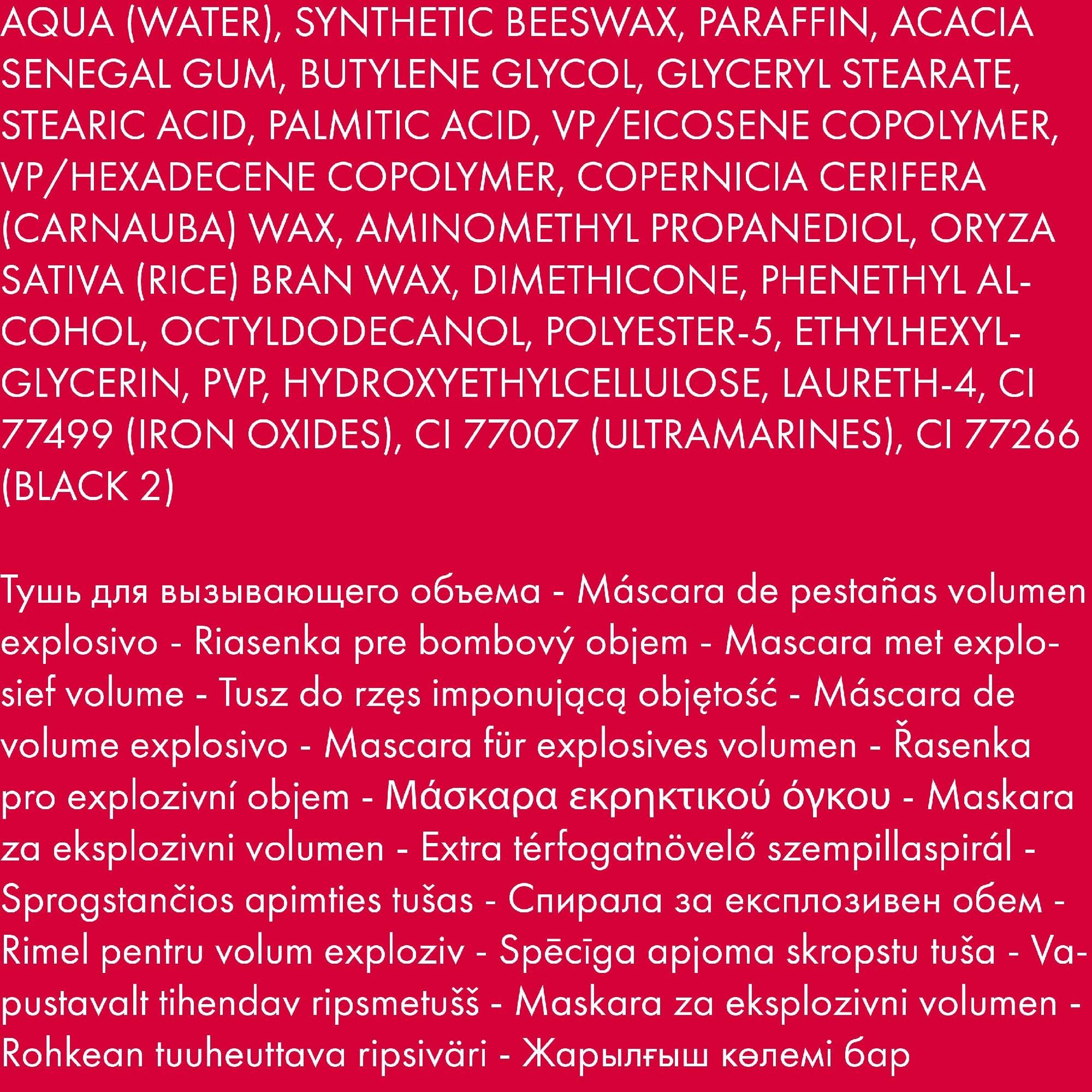 Testo con ingredienti e traduzioni in diverse lingue.