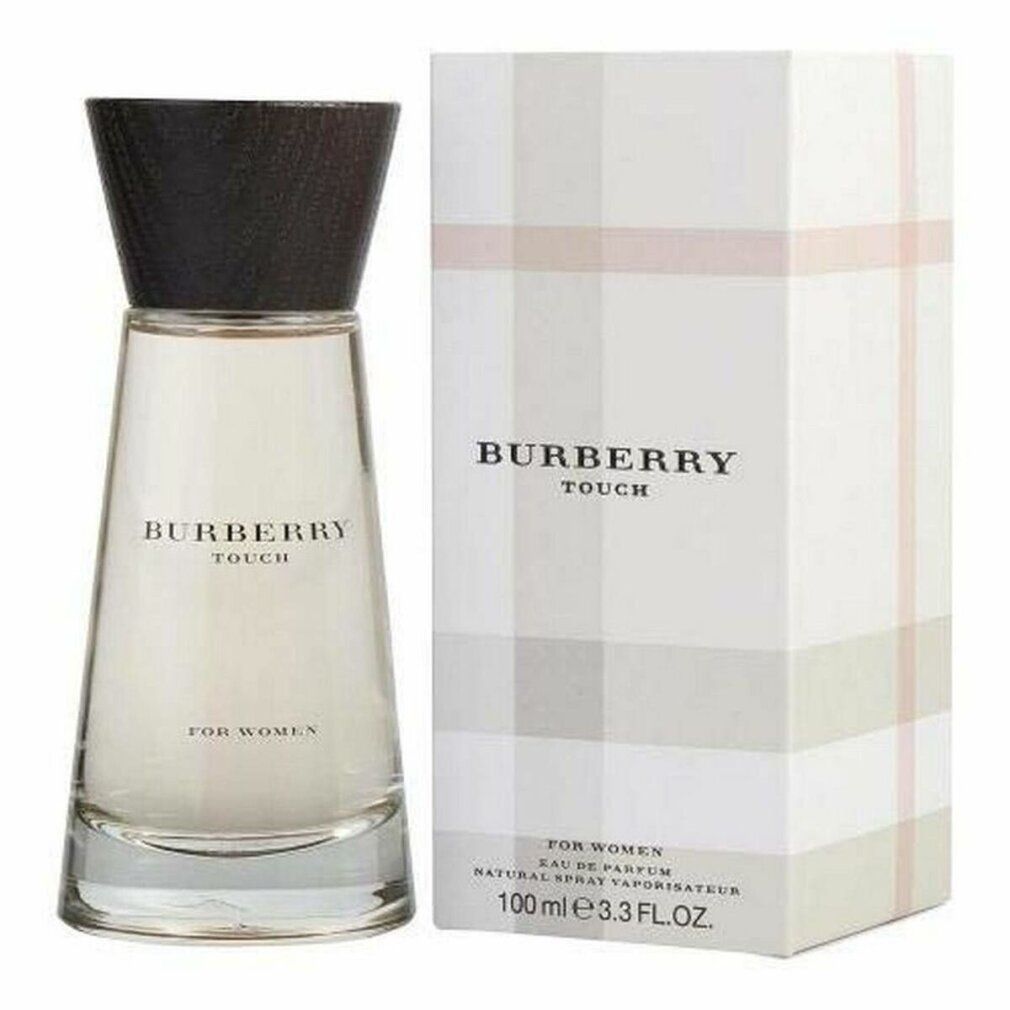 Flacone e confezione Burberry Touch. Confezione a quadri, scritta: Burberry Touch for Women.