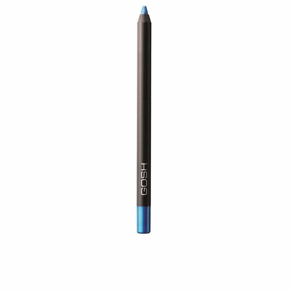Eyeliner blu Gosh Velvet Touch Waterproof 011 Sky High. Matita nera con estremità blu e scritta GOSH.