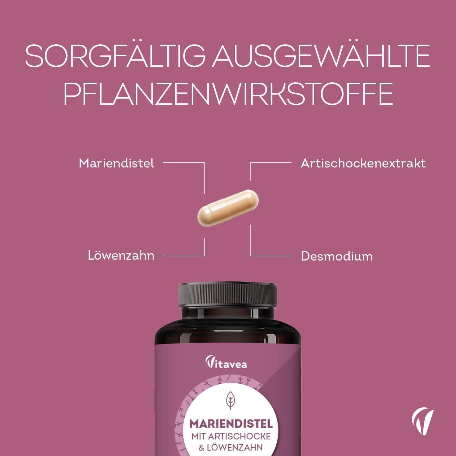 Capsula sopra il flacone. Testo: Ingredienti vegetali accuratamente selezionati. Cardo Mariano, Carciofo, Tarassaco, Desmodio.