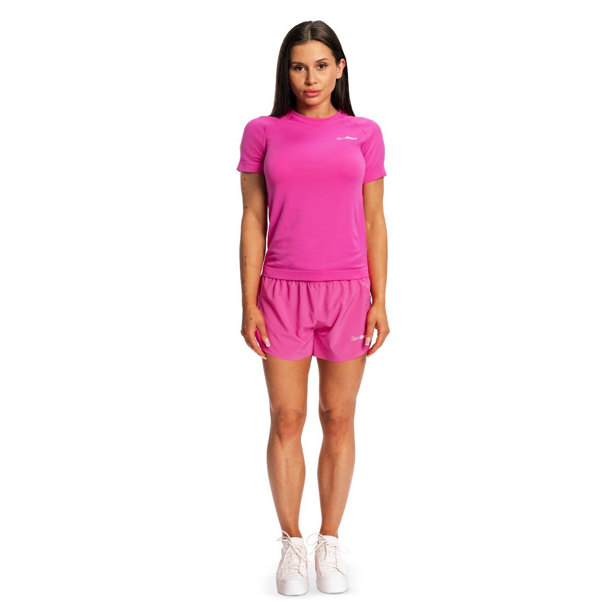 GymBeam T-shirt donna Pulse X Running viola in nylon a manica corta