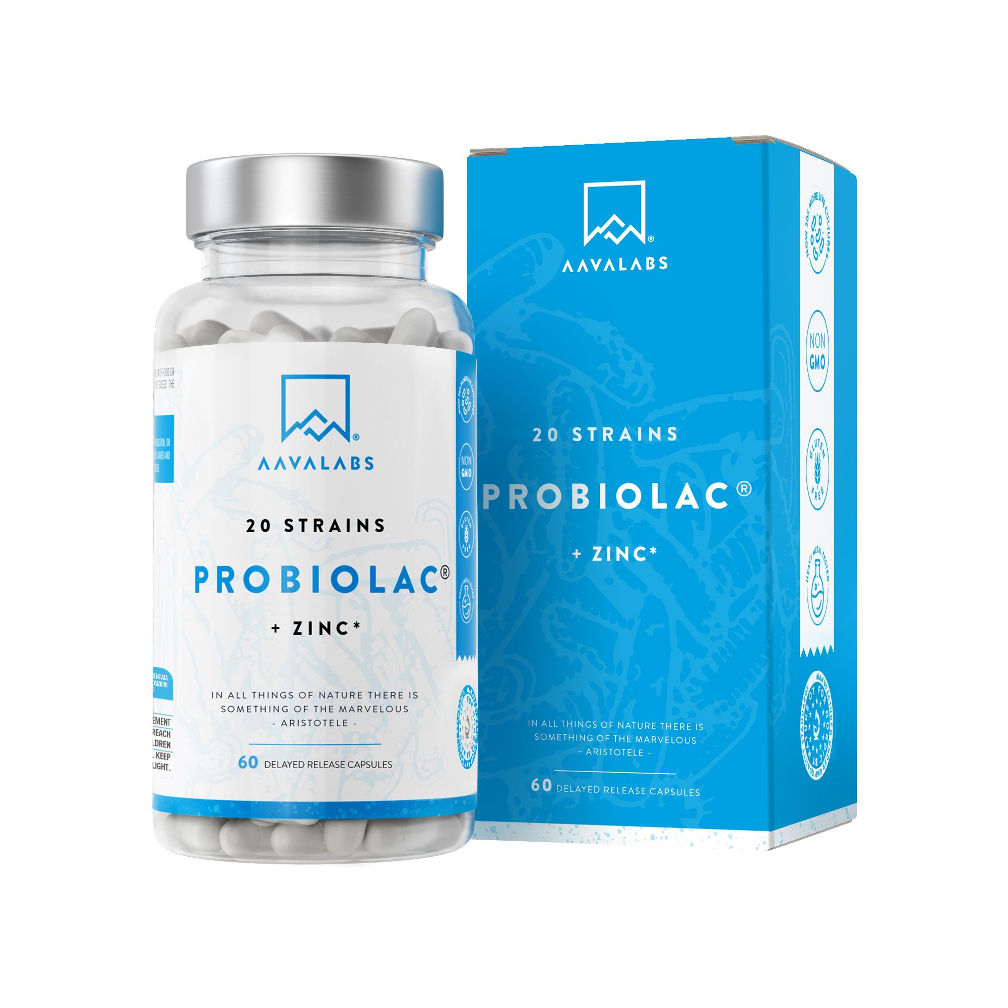 Aavalabs Probiotici e Prebiotici Inulina (20 ceppi) | 20 ceppi | 60 miliardi di UFC