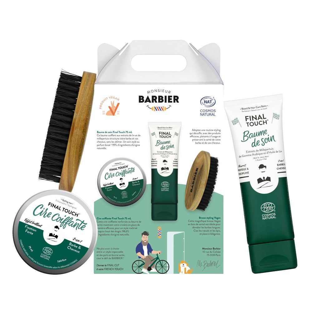 Monsieur BARBIER - Set per lo styling dei capelli e della barba per uomo - THE PERFECT STYLE BOX