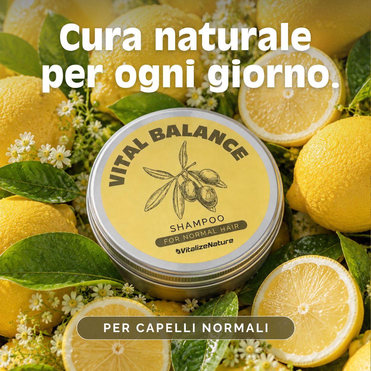 VitalizeNature Vital Balance Shampoo Bar – Olio d’Oliva & Estratti Vegetali