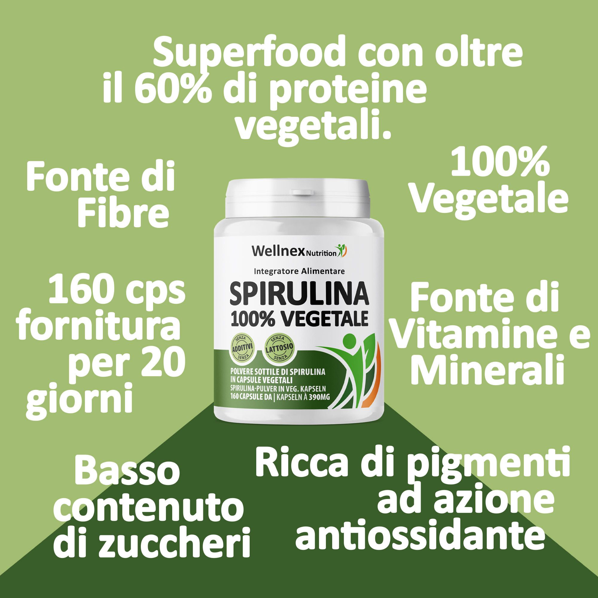 Wellnex Nutrition Spirulina 390 mg - 160 Capsule Vegetali