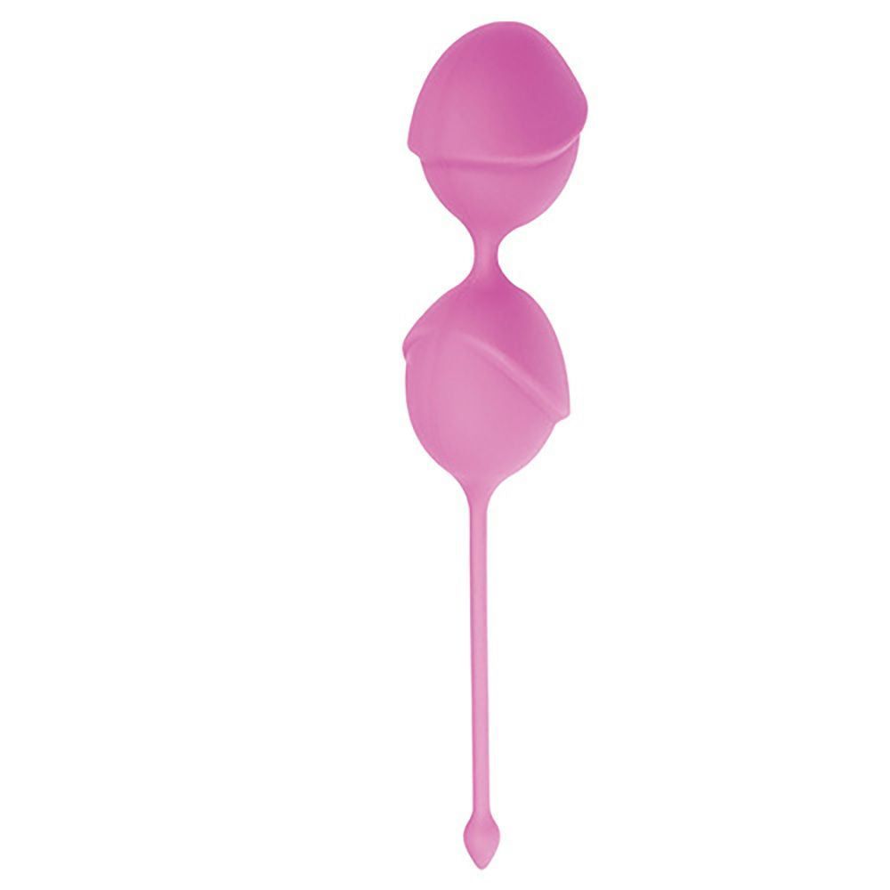 Palline vaginali rosa. Due sfere collegate da un gambo. In silicone.