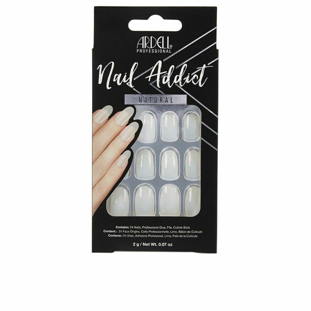 Ardell Nail Addict Natural Oval False Nails. Confezione nera. 24 unghie finte, colla, lima. Forma ovale naturale.