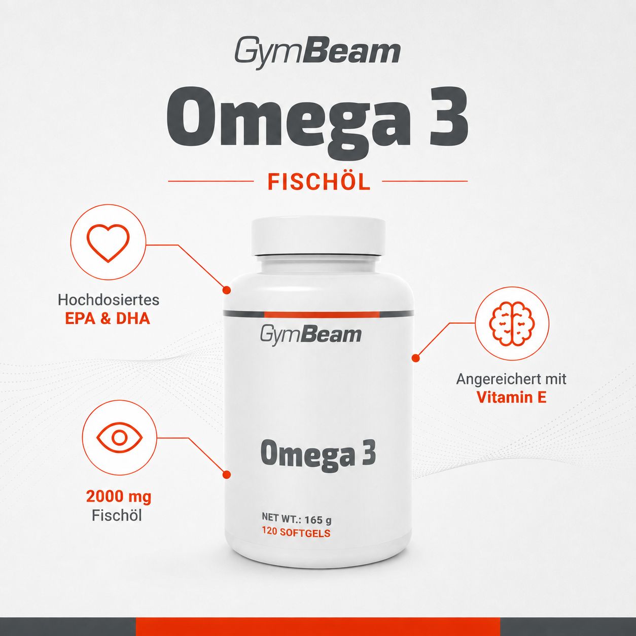Capsule di olio di pesce Omega 3 GymBeam, 120 pezzi.