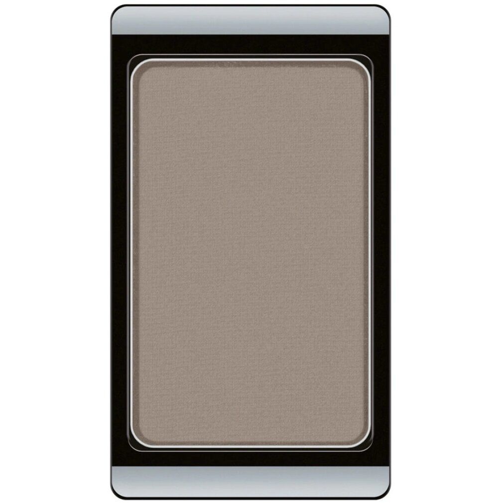 Ombretto marrone rettangolare, incorniciato da nero e argento.