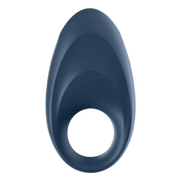 Anello blu, forma ovale, apertura centrale. Scanalature verticali.