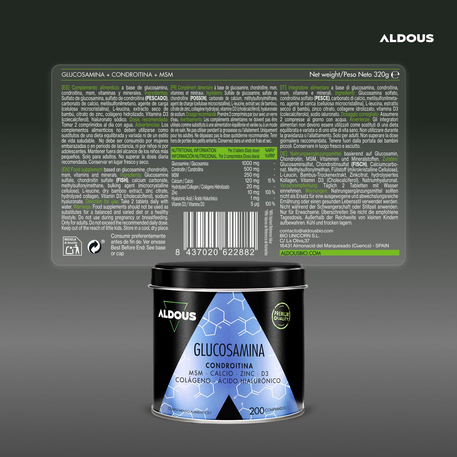 Aldous - Glucosamina - Articolazioni, Cartilagini, Ossa