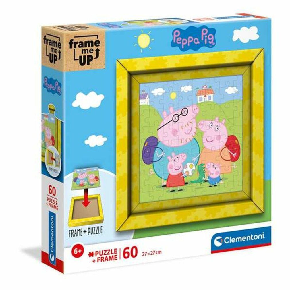 Puzzle Clementoni Peppa Pig, 60 pezzi, con cornice. Confezione con motivo Peppa Pig, elementi cornice e puzzle.